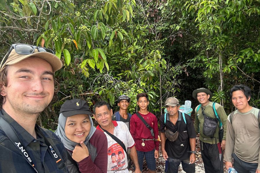 Lachlan on set with the crew in Borneo